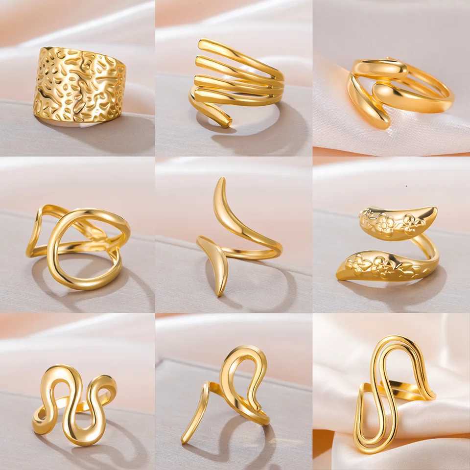 Cazador Stainless Steel Geometric Open Ring Waterproof Double Layers Fashion Finger Rings for Women Party Jewelry Gift Wholesale W250911