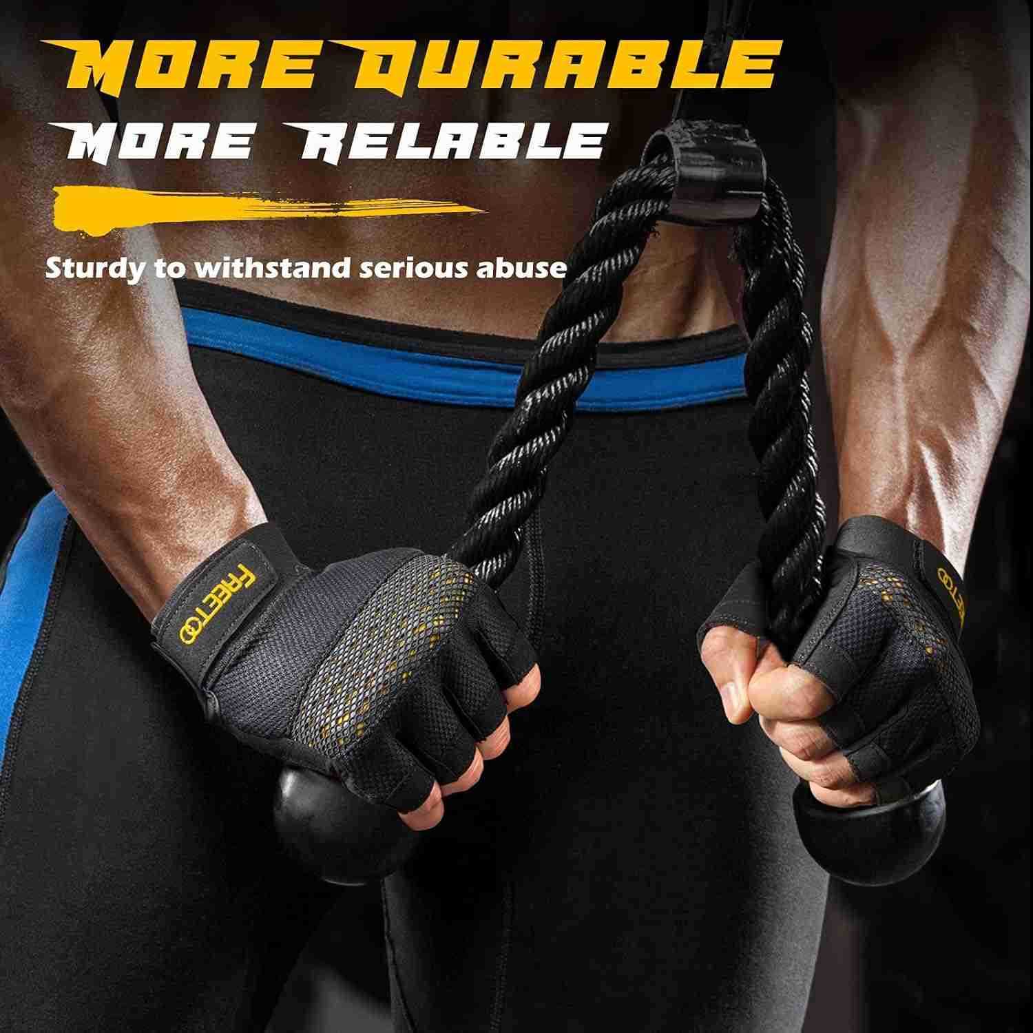 Workout Gloves for Men Weight Lifting Gloves with Full Palm Protection Ultra Ventilated Cushion Pads and Silicone GripW250910