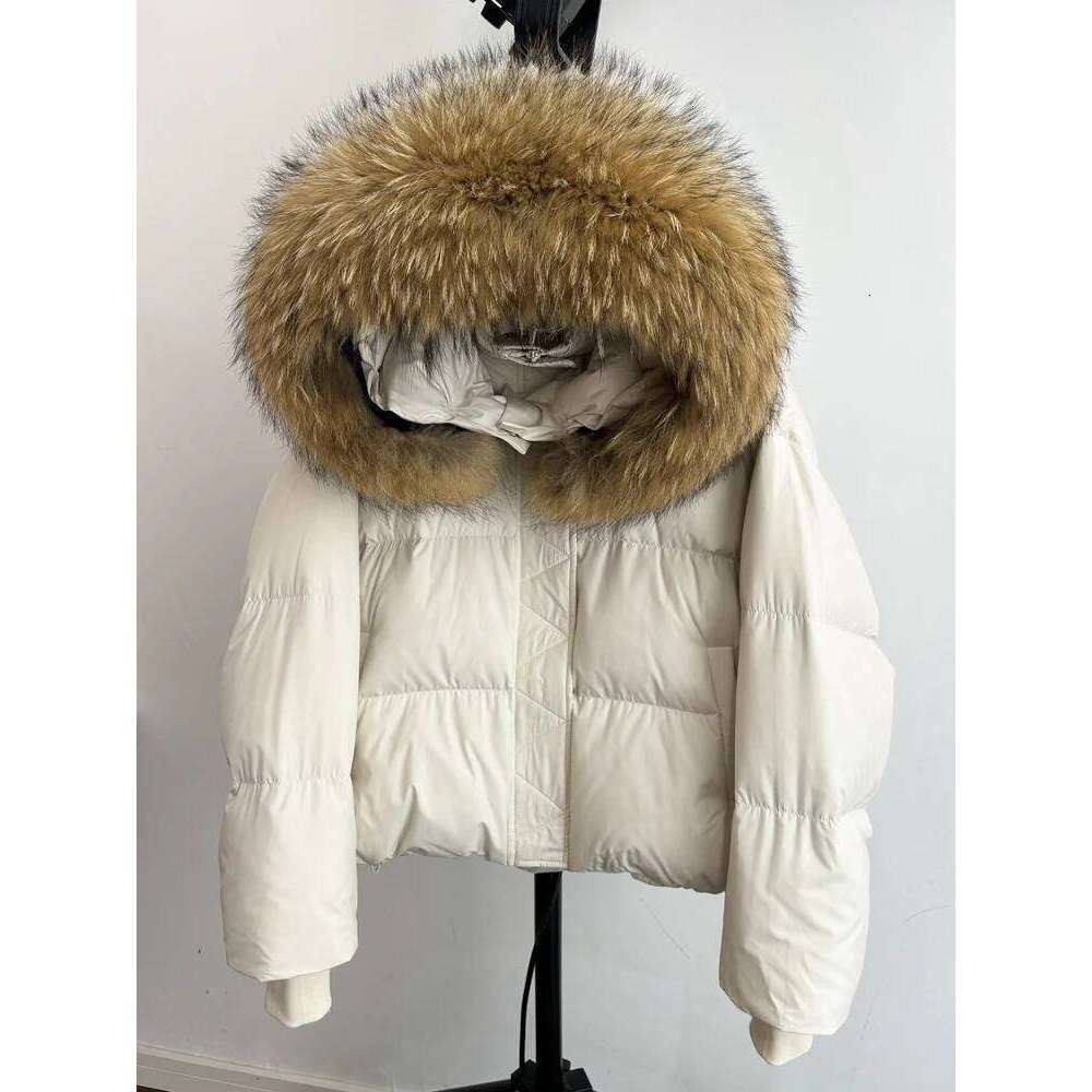 Lagabogy 2025 Real Raccoon Fur Puffer Jacket Women Hooded Winter 90% Duck Down Coat Thicken Waterproof Female Parka Snow Outwear