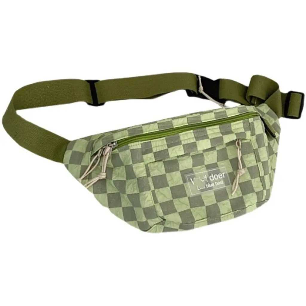 Korean Chessboard ChEST Bag Womens Japanese Versatile Leisure Large Capacity Messenger Bag Mens Sports Waist Bag FAshion Z250911