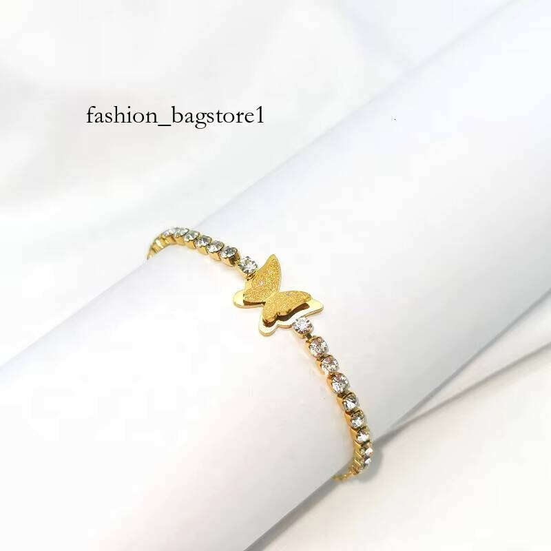 Hot Selling Trendy Hand Jewellery Butterfly Charm Gold Moissanite Tennis Chain Bracelet for Women