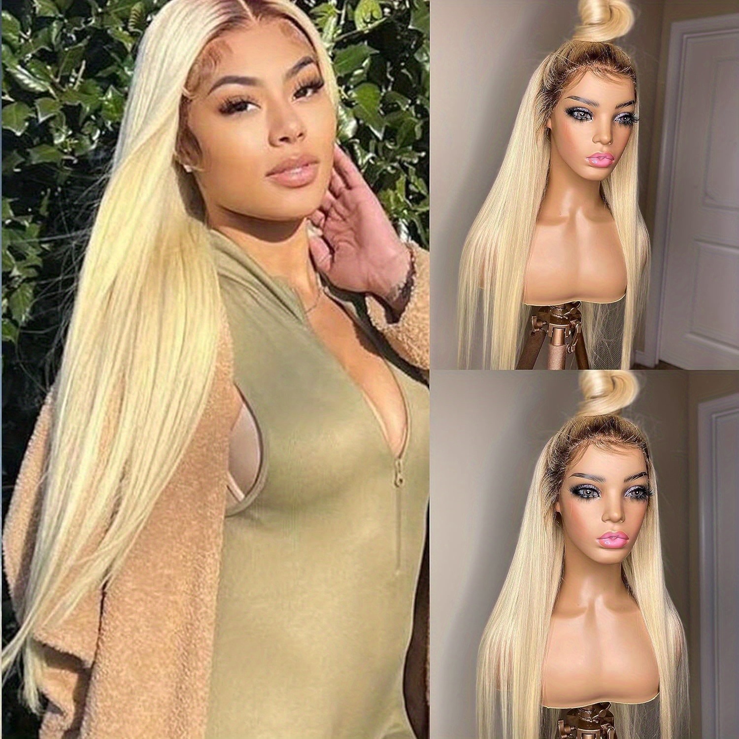 Ombre Blonde Wig 13x6 HD Lace Front Wigs 200% Density Straight Human Hair Wig Pre Plucked Lace Frontal Wig 13x4 360 Full Lace Wigs for Black Women