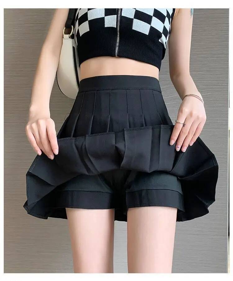 New pleated skirt for 2025 Womens Mini Skirts Japanese School High Waist Kawaii Cute grey Plaid Skirt Uniform Haruku Jupe dongdumaoyi