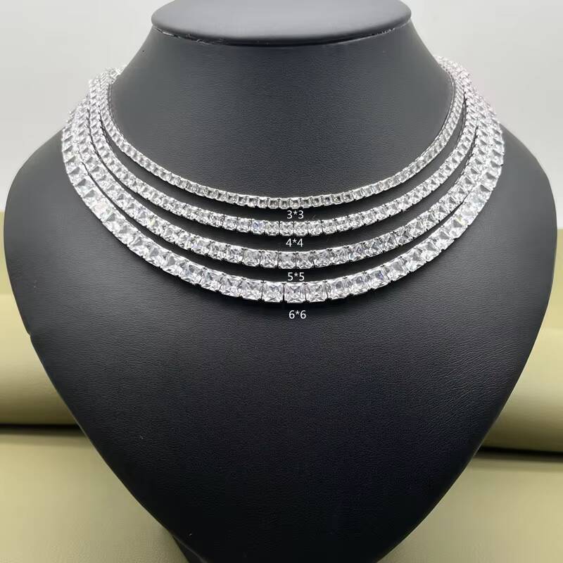 Wholesale VVS Moissanite Tennis Chain Iced Out Women Fine Jewelry Tennis Necklace
