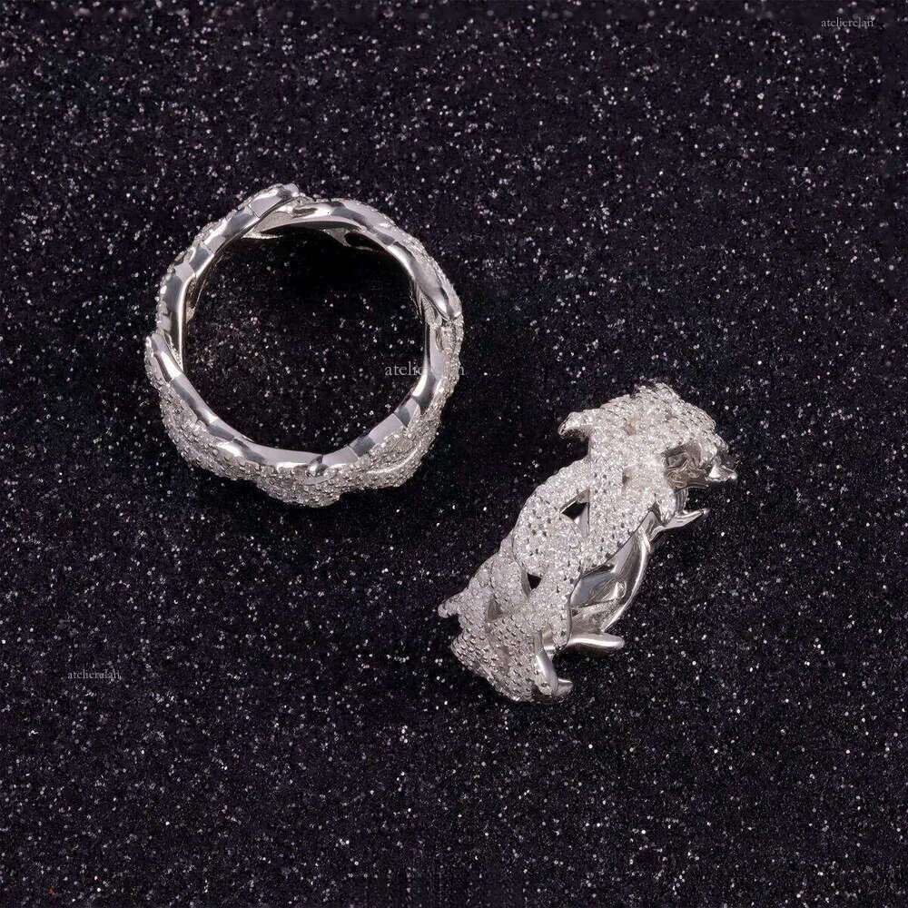 Spiked Design Mossanite Fine Jewelry Sterling Sier s Hip Hop for Men Women VVS Moissanite Dia Cuban Ring