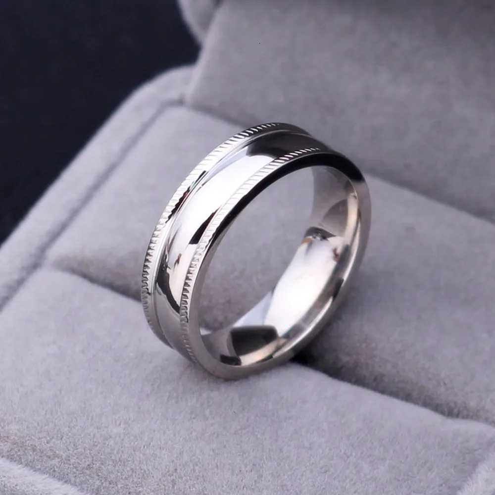 1 Piece 4mm 6mm Stainless Steel Light Polish Rings For Men and Women Lovers Personalized Engraved Ring W250911