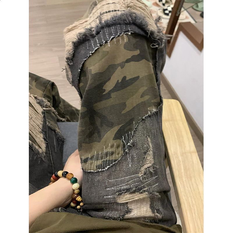 Streetwear Vintage Leopard Print Ripped Jeans Men Women Harajuku Distressed Denim Pants Y2K Punk Letter Graphic Patch Trousers 250526
