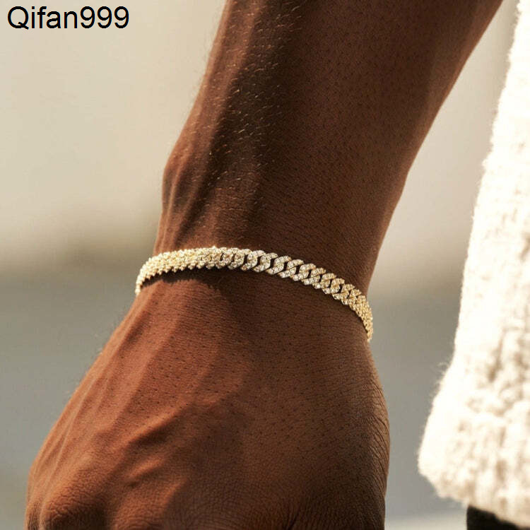 White Gold 925 Sterling Silver VVS Moissanite Diamond Cuban Link Chain Bracelet Iced Out Mossanite Jewelry For Men Women