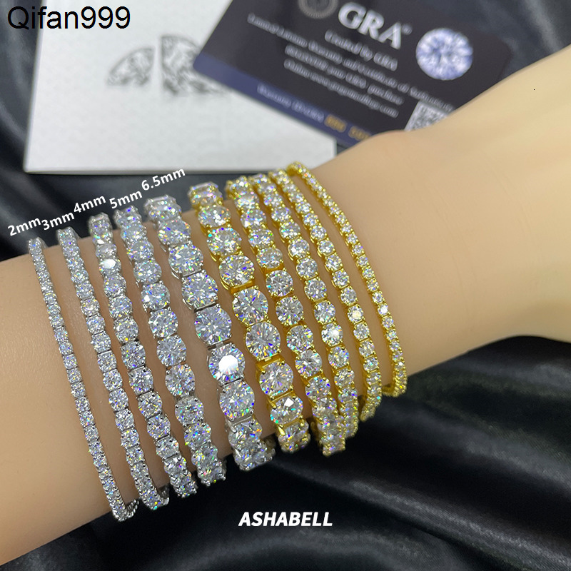 Cheapest White GRA Moissanite Tennis Chain Bracelet Ice Out 925 Silver Bracelet Hiphop Men Moissanite Bracelet