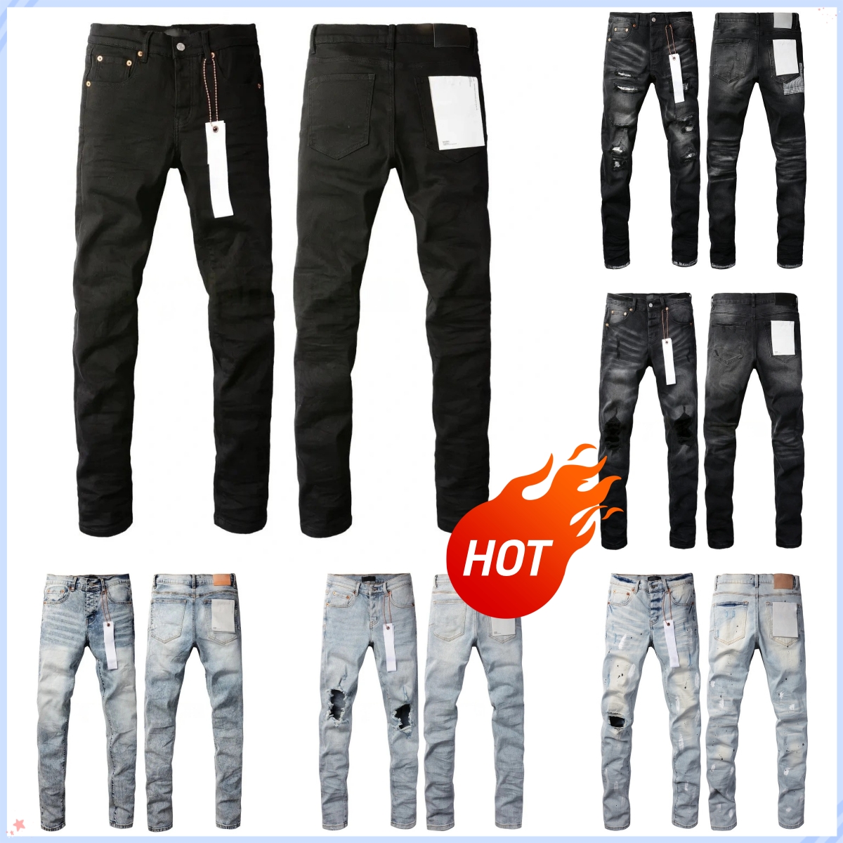 purples jean pruple jeans for mens designer men black designers stacked brand jeans men high quality streetwear Tight fitting baggy