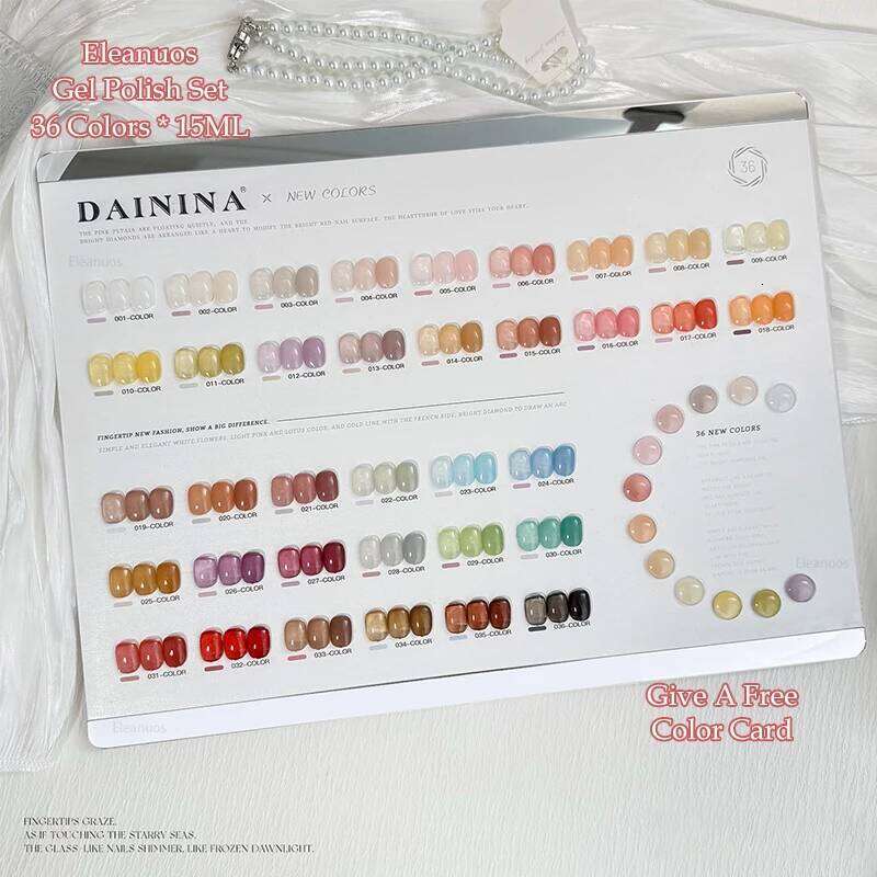 Eleanuos Summer Jelly Ice Color Polishing 36Pcs Mixed Varnish Gel Durable Primer Finish Jade Grease Cream UV LED Nail Salon