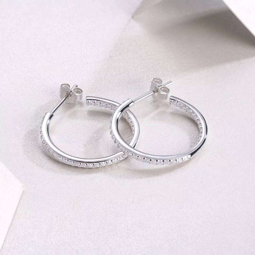 Pass Dia Tester Women 2.0MM Gemstone VVS Big 20mm Sterling Sier Moissanite Hoop Earrings