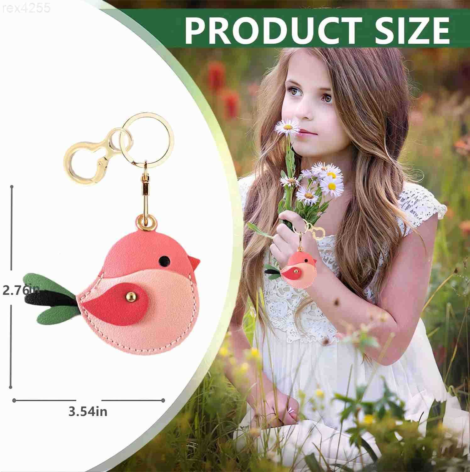 Leather Keychain Holder Case Compatible with AirTagCute Protective Cover with KeyringAntiScratch Finder GPS Tracker Case for Wallet KeysBagPetsBird CW