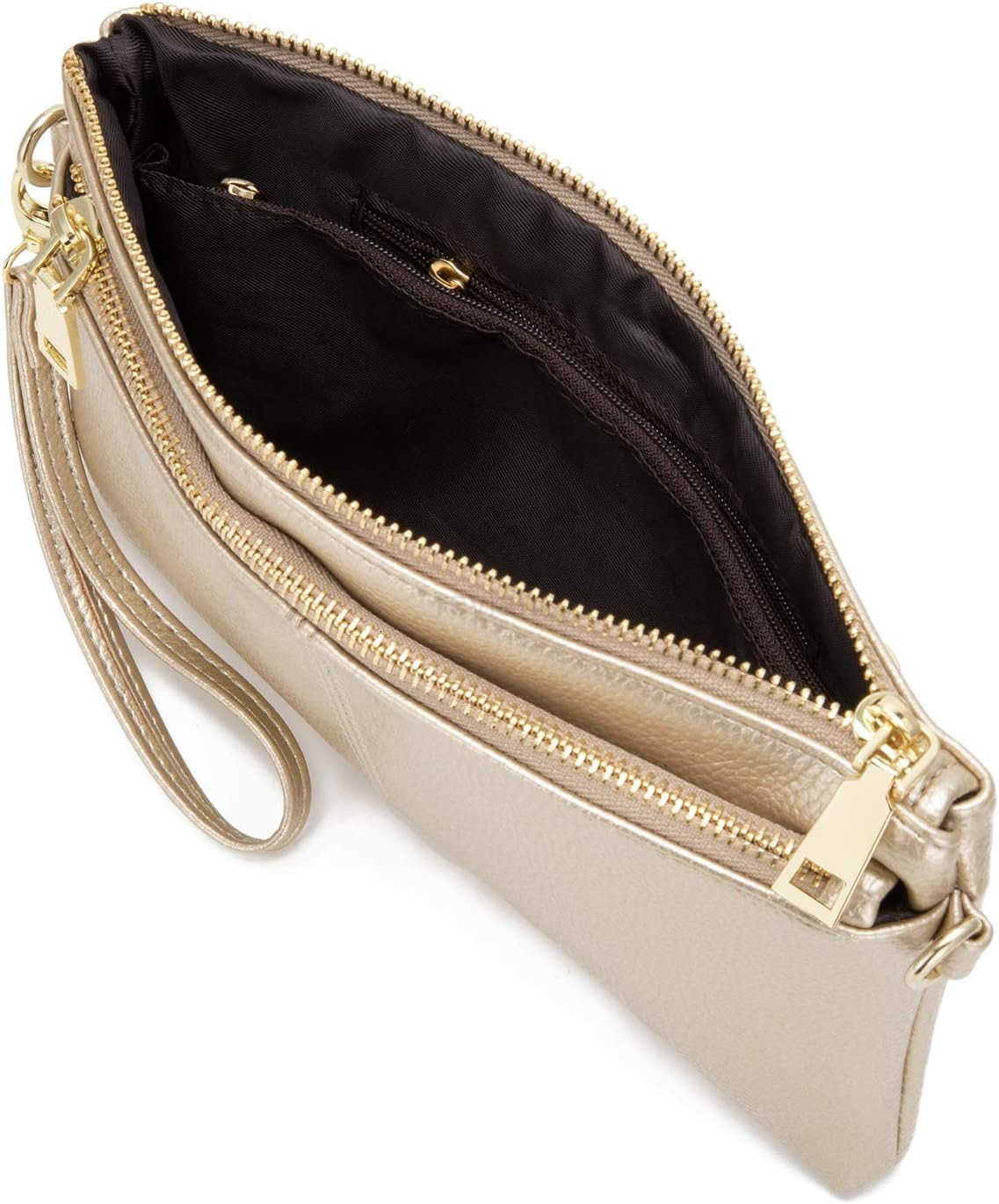 Triple Zip Small Crossbody Bag Lightweight Purses Vegan Leather Wristlet Clutch Includes Adjustable ShoulderW250911