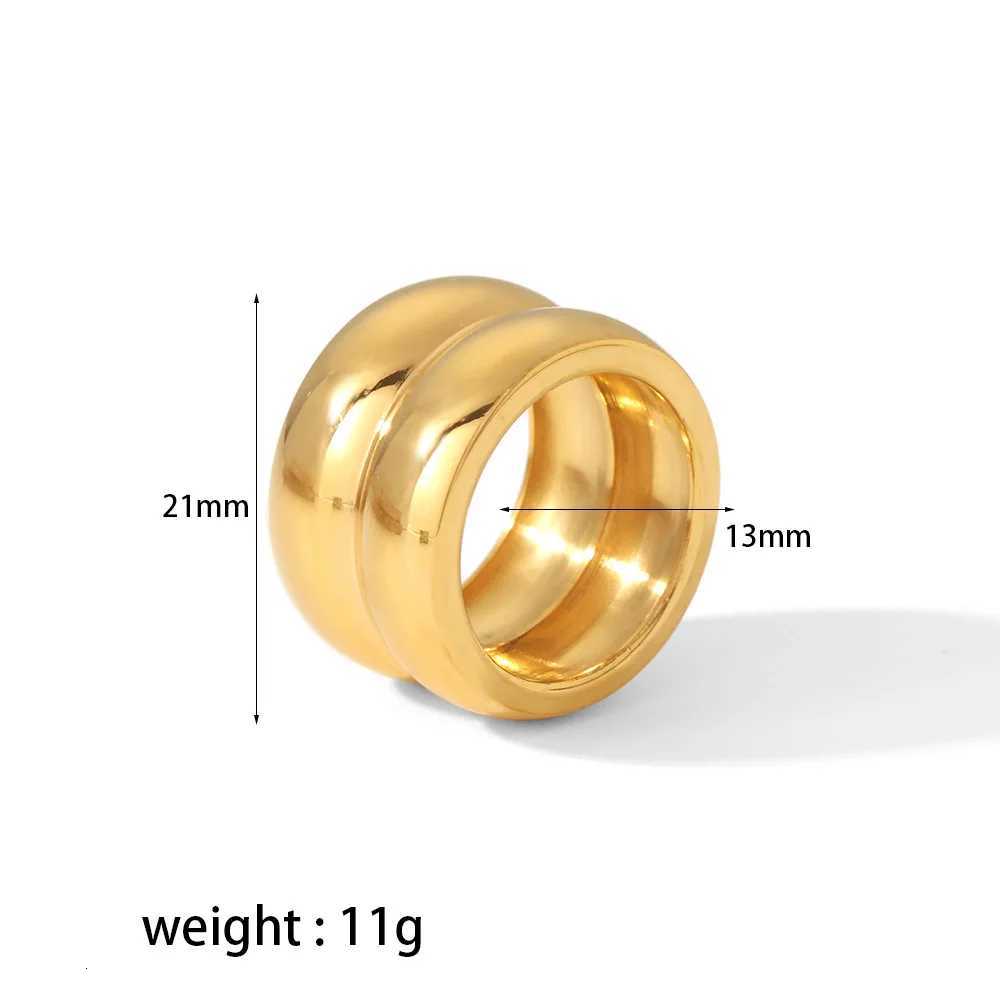 Stainless Steel Rings Chunky Wide Double Layer Ring for Women Men Simple INS Fashion Waterproof Jewelry Gift Trend 2024 anillos W250911