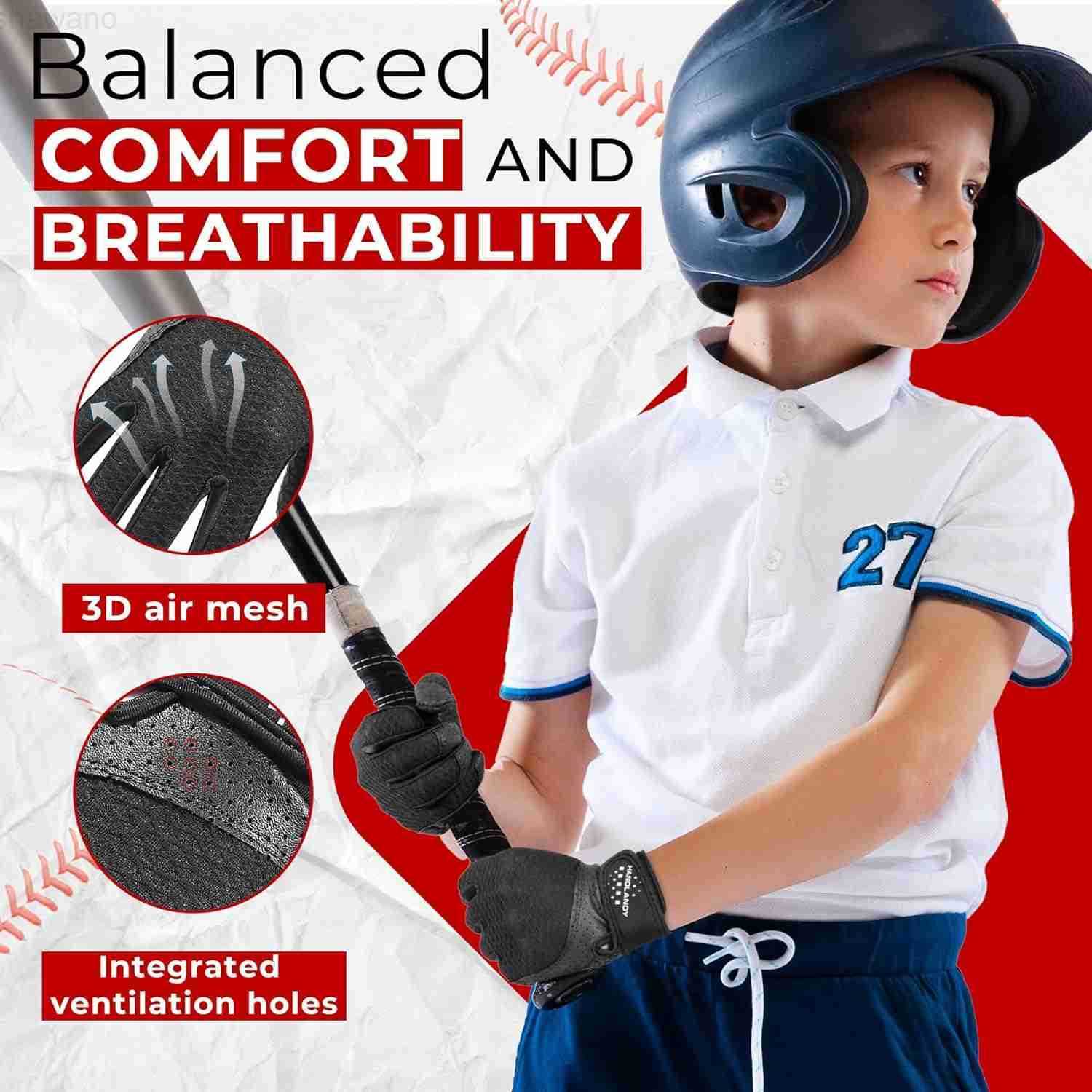 Baseball Batting Gloves for Adult Youth Grip Breathable Softball Batting Gloves Fit Men Kids Boys GirlsW250911