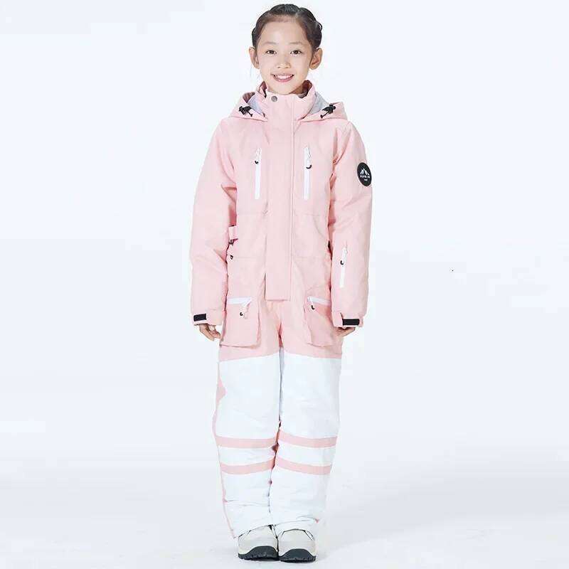 2025 New Ski Suit Girls Warm Windproof Wear Resistant Hooded Skiing Suits Boys Winter Double Board Leisure Sports Loose Skiwear