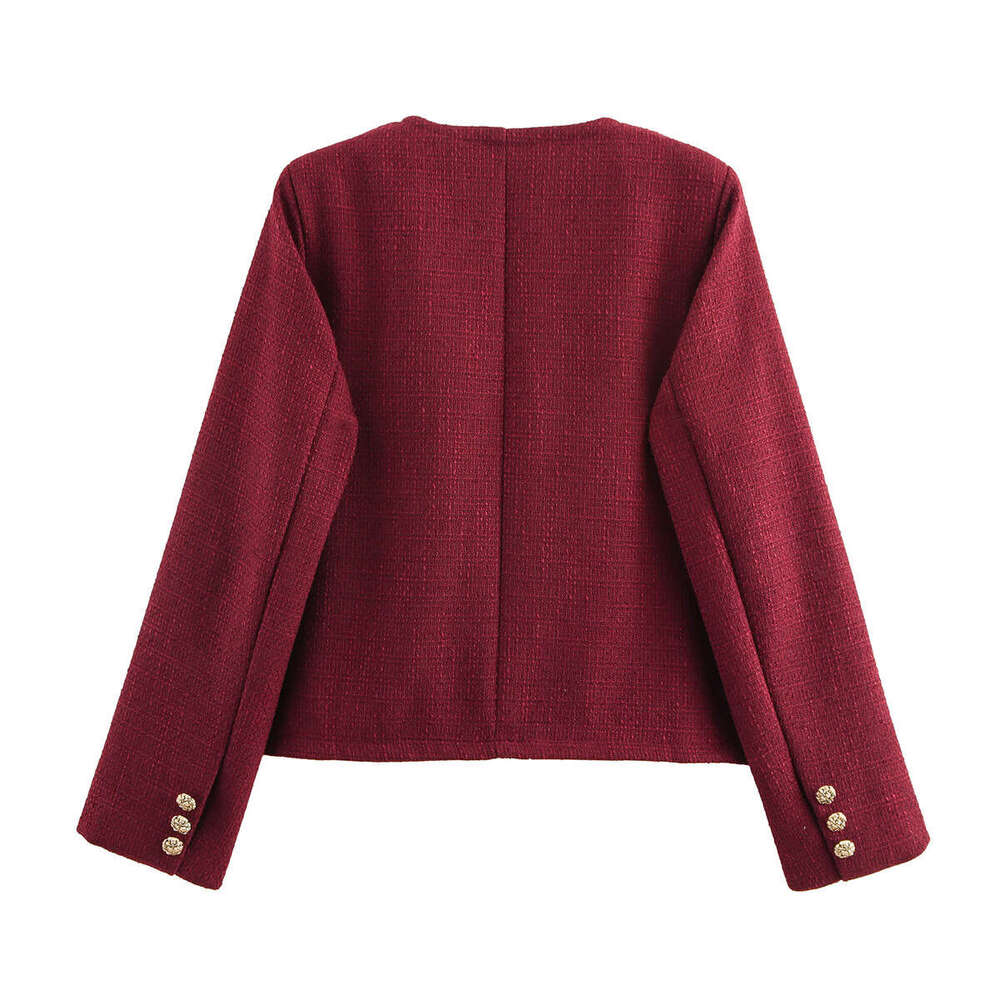 DHEssentials 2025 Fashion Simple Elegant High-end Round Neck Loose Chanel Style Solid Color Jacket