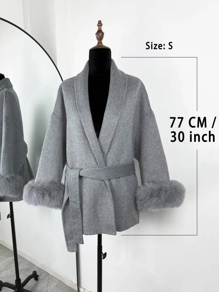 Tossy Fox Fur Overcoat Women's Short Office Lady Elegant Double-sided Woolen Coat 2025 New Cardigan Jackets Loose Wool