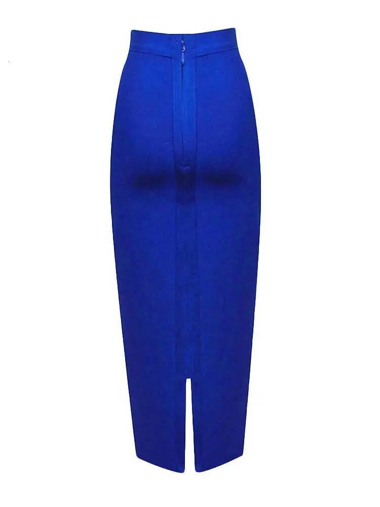 BEAUKEY Sexy Blue Mid Calf HL Bandage Pencil Long Bodycon Women Stretchable Split Skirt Wholesale XL Red Lady Skirts dongdumaoyi
