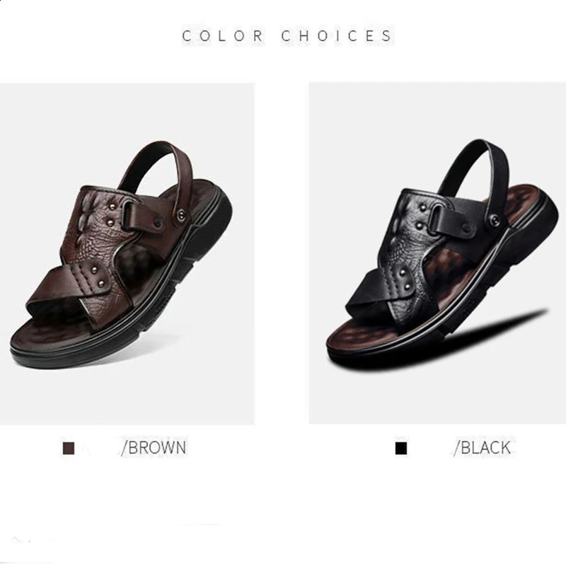Big Size Men Leather Sandals Summer Classic Men Shoes Slippers Soft Sandals Men Roman Comfortable Outdoor Walking Footwear250906