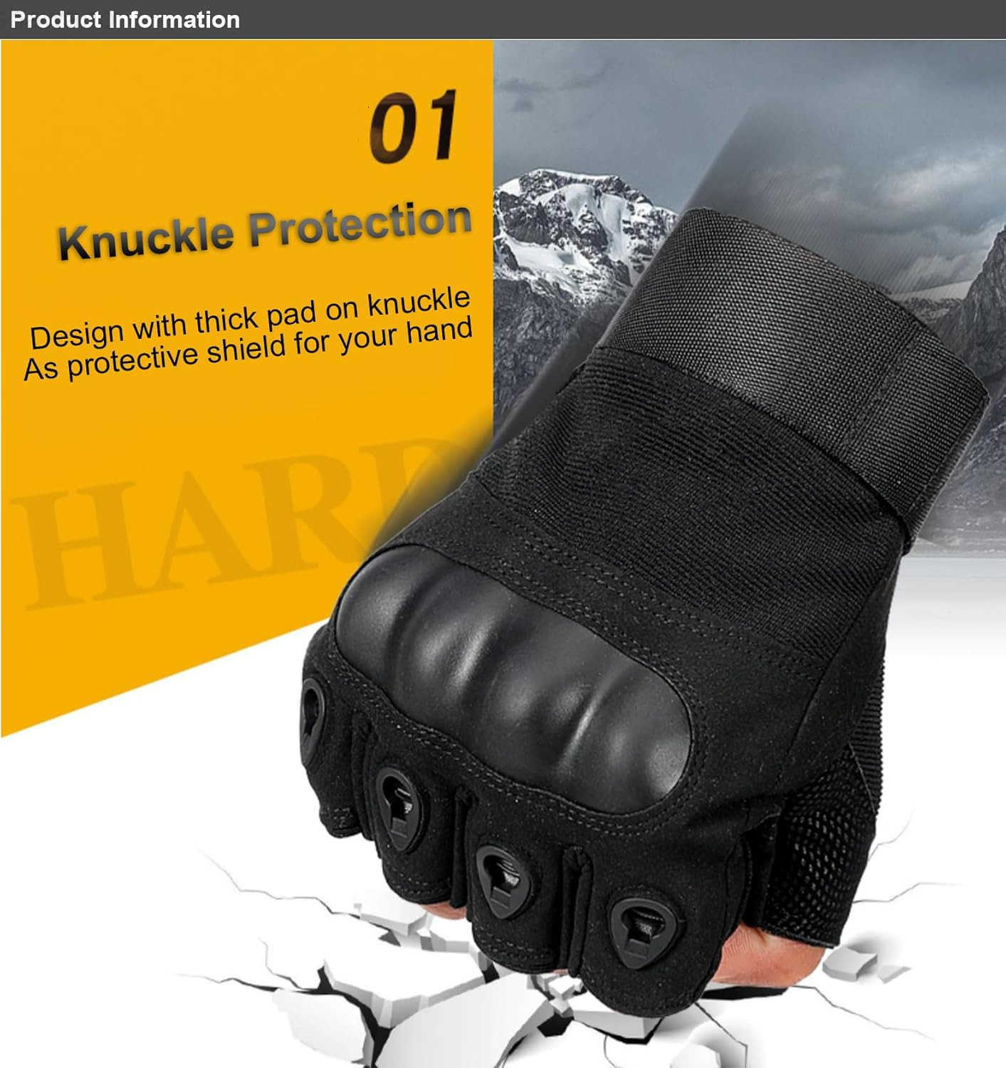 Outdoor Mens Knuckle Protection Workout Training Fingerless GlovesW250911