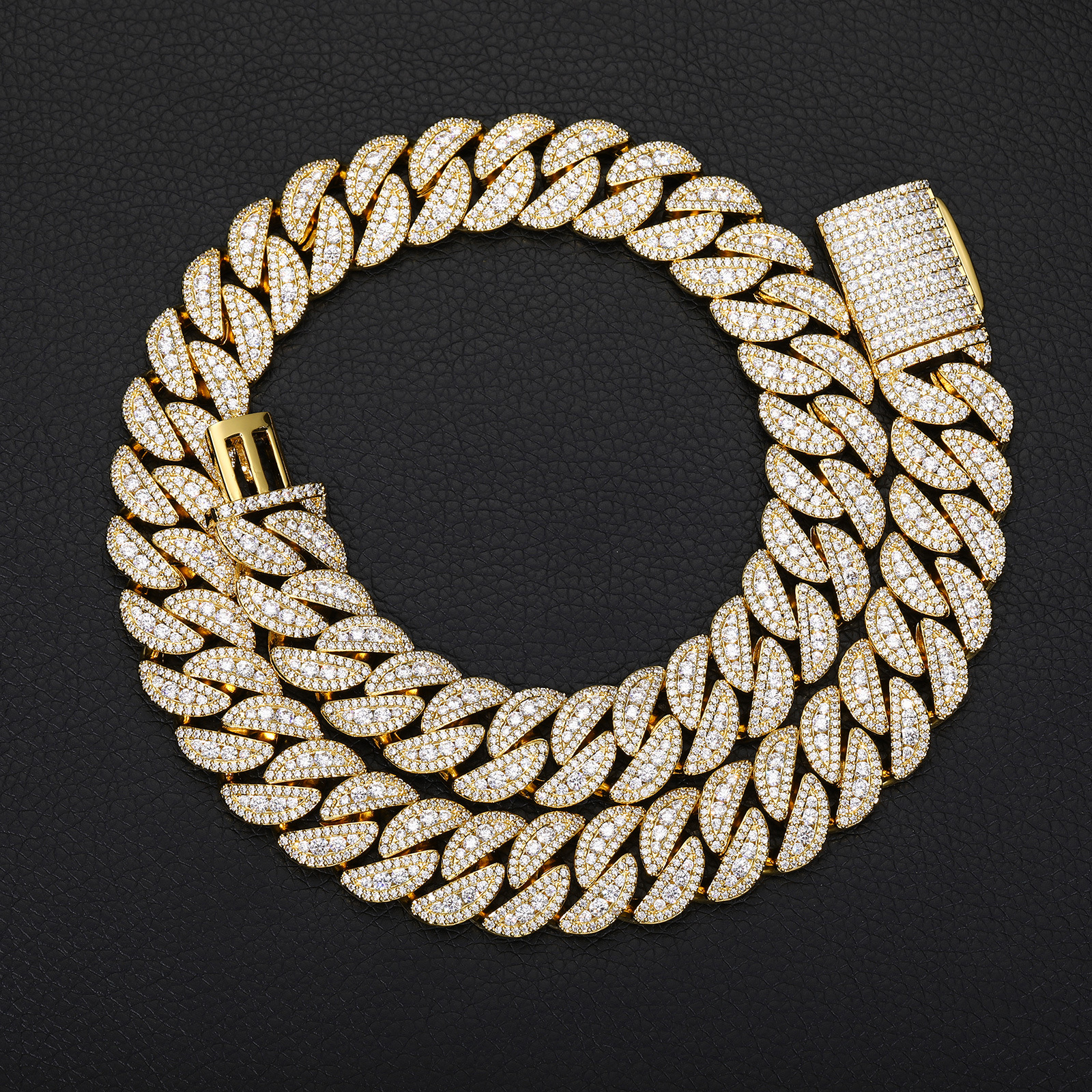 22mm Hip Hop Miami Cuban Chain Necklace Bracelets 5A Zircon Gold Plated Jewelry