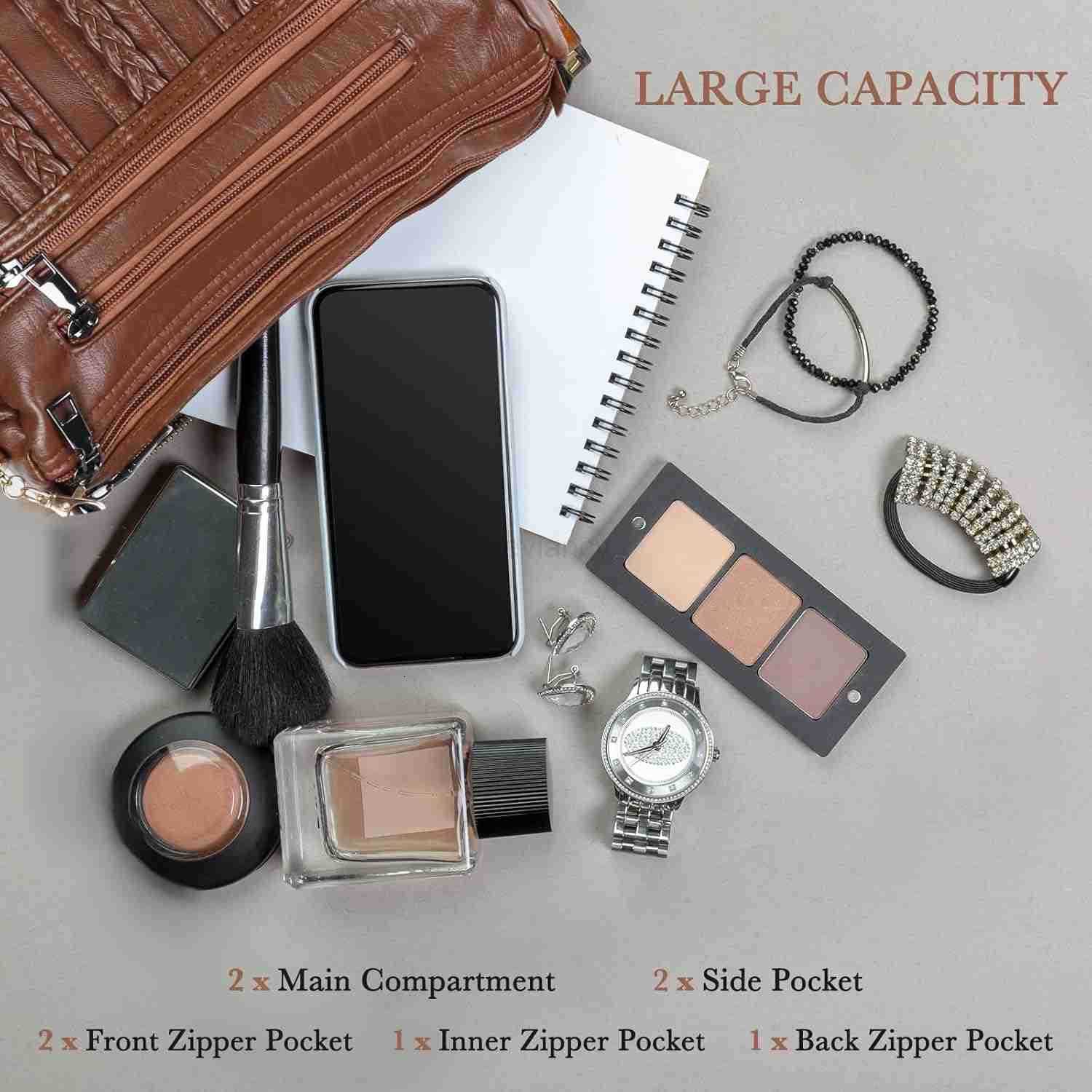 Purses for Women Pocketbooks Soft PU Leather Ladies Crossbody Purse Multi Pocket Shoulder BagW250911
