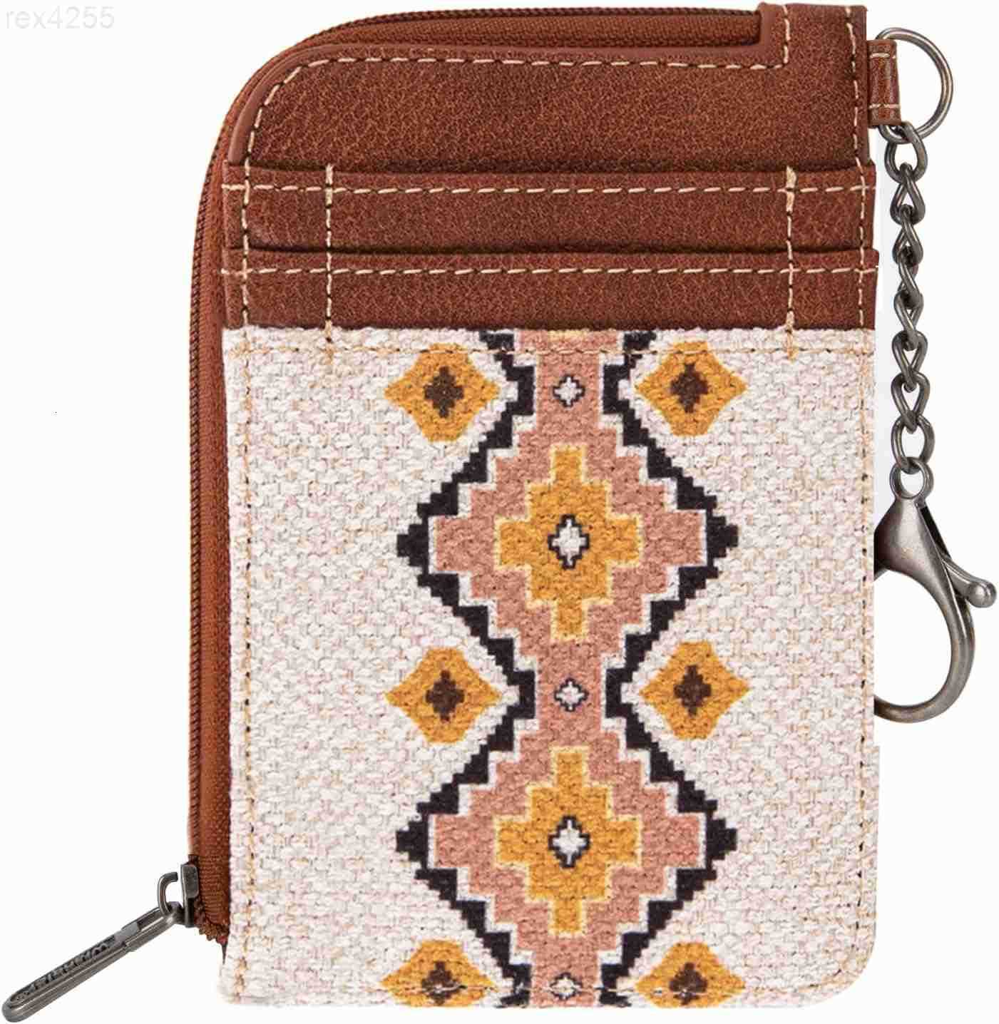 West Wrangler Card Wallet for Women Boho Aztec Credit Card Holder with Zipper PocketW250911
