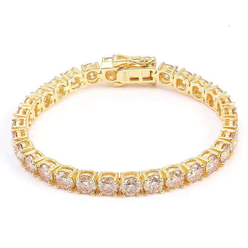 Trendy Moissnaite Jewelry Sterling Sier Dia champagne Moissanite Tennis Bracelet for Men Women