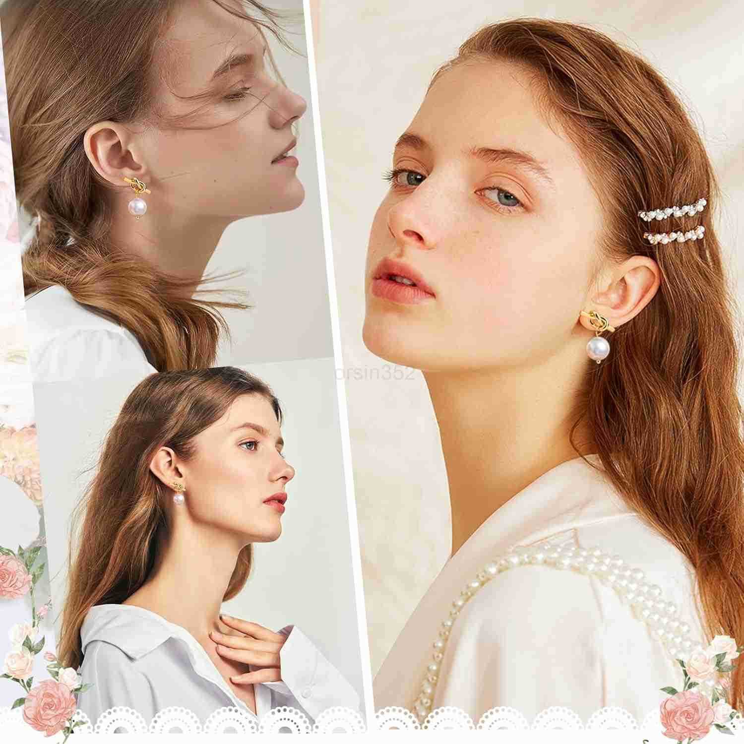 Pearl Knot Bridesmaid Earrings Gold Proposal Box Gifts with Card Bridesmaid Jewelry Bachelorette Bridal Party Wedding FavorsW250911
