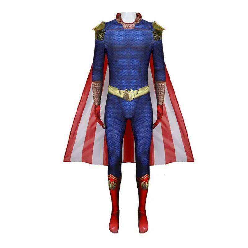 The Boys Cospaly Superhero The Homelander Cost ume Adult Halloween Costume s Antony Starr Jumpsuit with Cloak Shoes Bodysuit