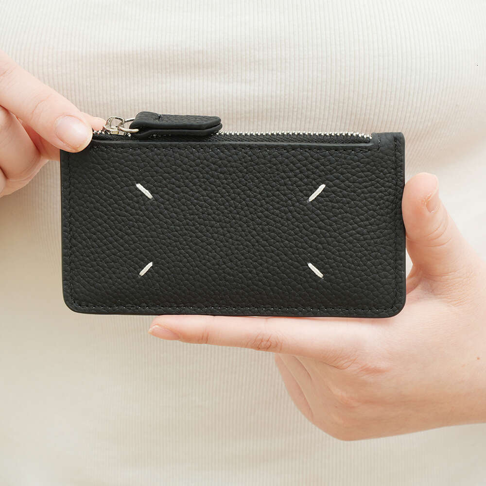 Women's Genuine Leather Card Holder Ultra-thin Compact Japanese and Korean Style Multi-card Slot Small Wallet Top Layer Cowhide Zipper Coin Purse