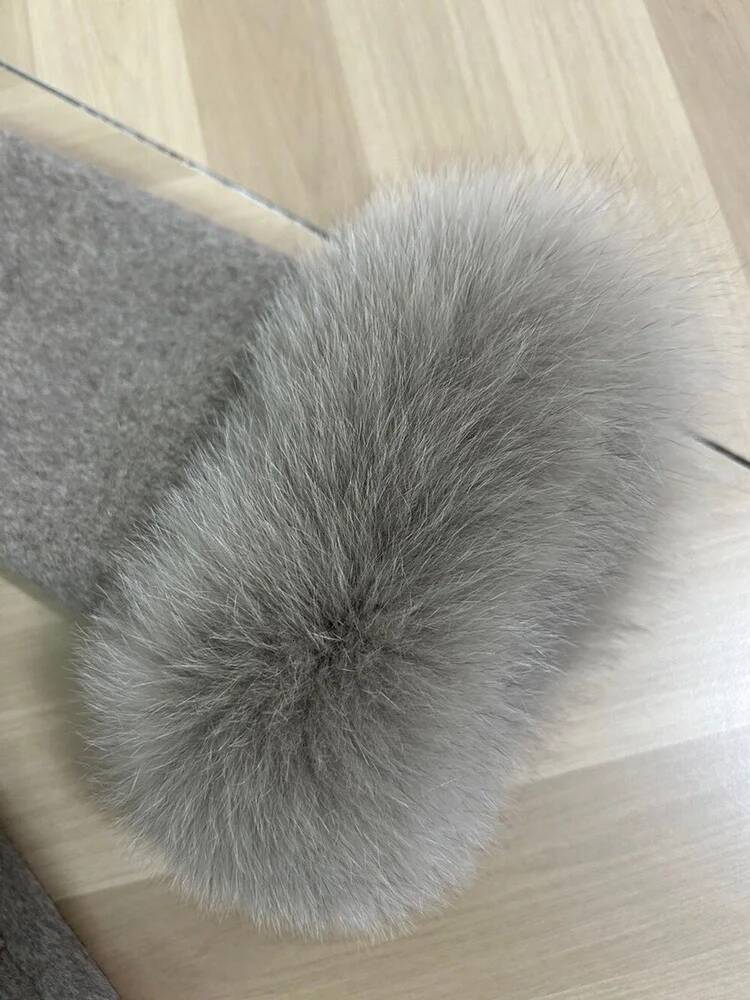 Tossy Fox Fur Overcoat Women's Short Office Lady Elegant Double-sided Woolen Coat 2025 New Cardigan Jackets Loose Wool