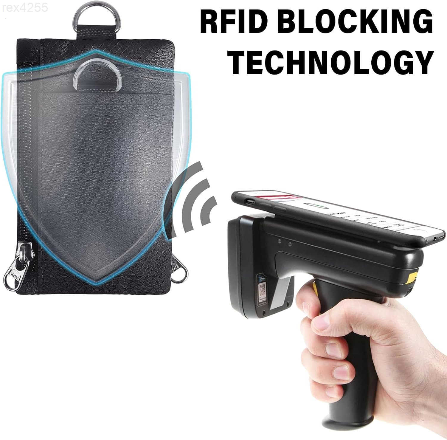 RFID Blocking Wallet Minimalist Wallet for Men Small Wallet for Women with Lanyard Keychain ID Holder Zipper for Cards Coins Travel Waterresistant Bla