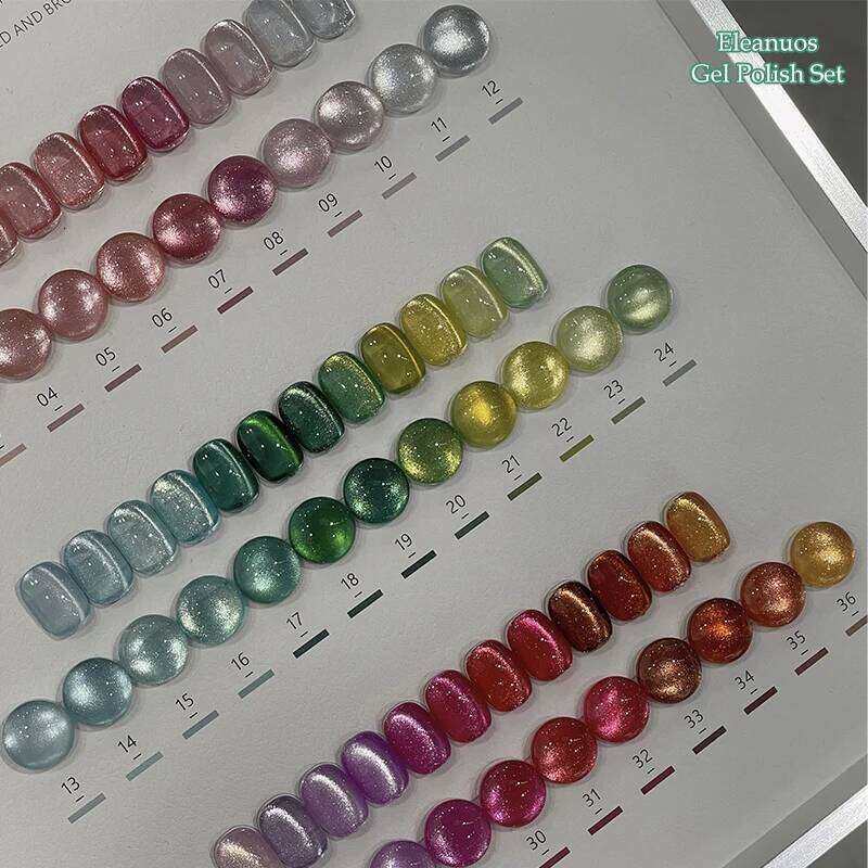 Eleanuos Rainbow Polishing 36Pcs Mixed Varnish Gel Semi Permanent Glass Cat's Eye Star Ultraviolet LED Nail Salon