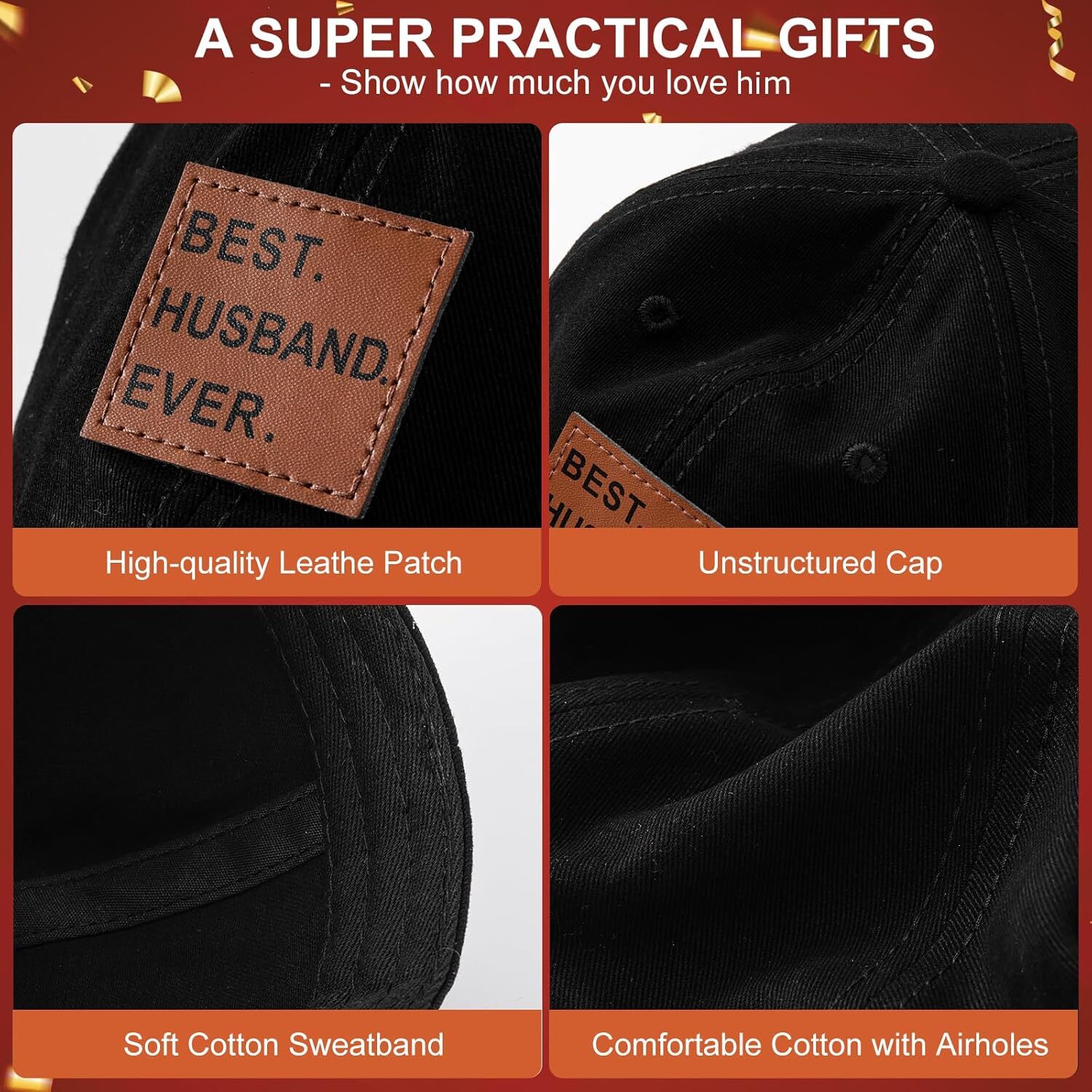 for Fathers Day Anniversary Husband Gifts from Wife Dad Hat Black