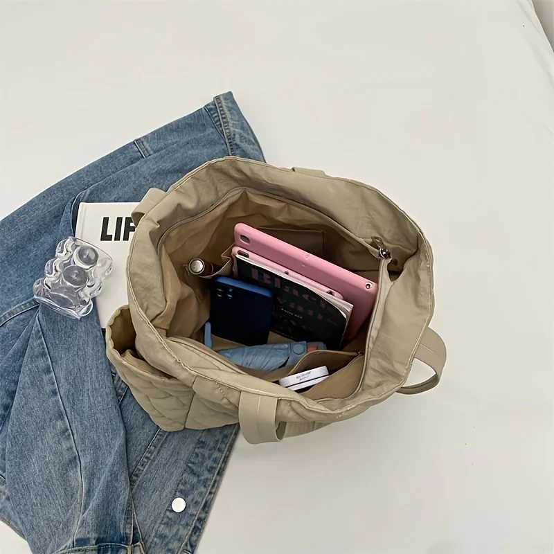 Korean Ins Womens Tote Bags Large Capacity Shoulder Bag Lightweight Soft Nylon Handbag For Daily Shopping Travel Z250911