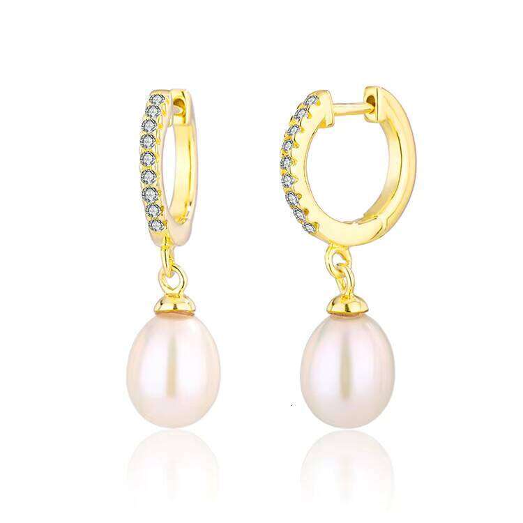 Wholesale Fashion Zircon Moissanite Women Ladies Sterling Sier Fresh Water Pearls Freshwater Pearl Dangle Drop Earrings