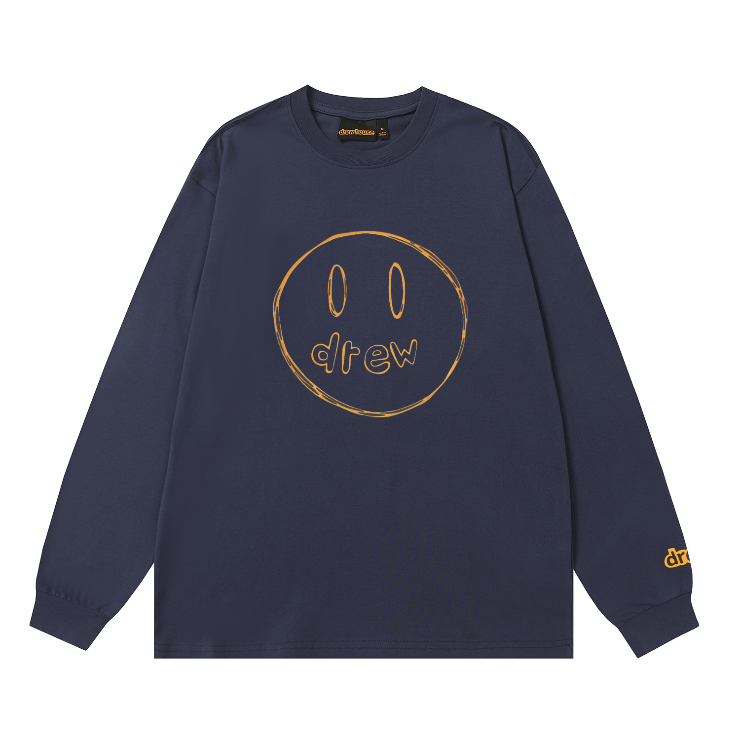 Drew House New drew Classic sketch smiley face T Shirt Men's and Women's Long Sleeve Tshirt Designer Luxury