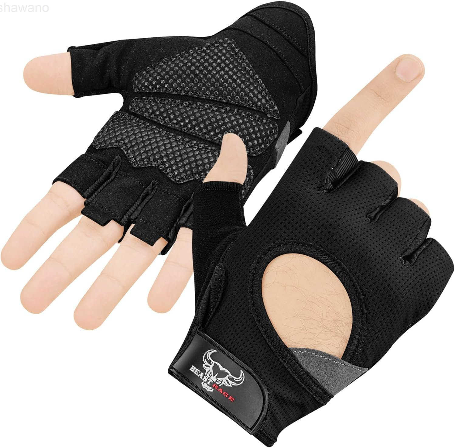 RAGE Fingerless Weight Lifting Gloves with Palm Protection Padding Breathable Lightweight Gym Gloves for Men Women Weightlifting Cycling Exercise Trai