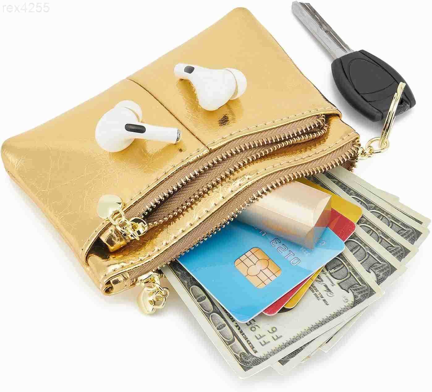 Women Genuine Leather Zip Mini Coin Purse With Key Ring Triple Zipper Card Holder WalletW250911