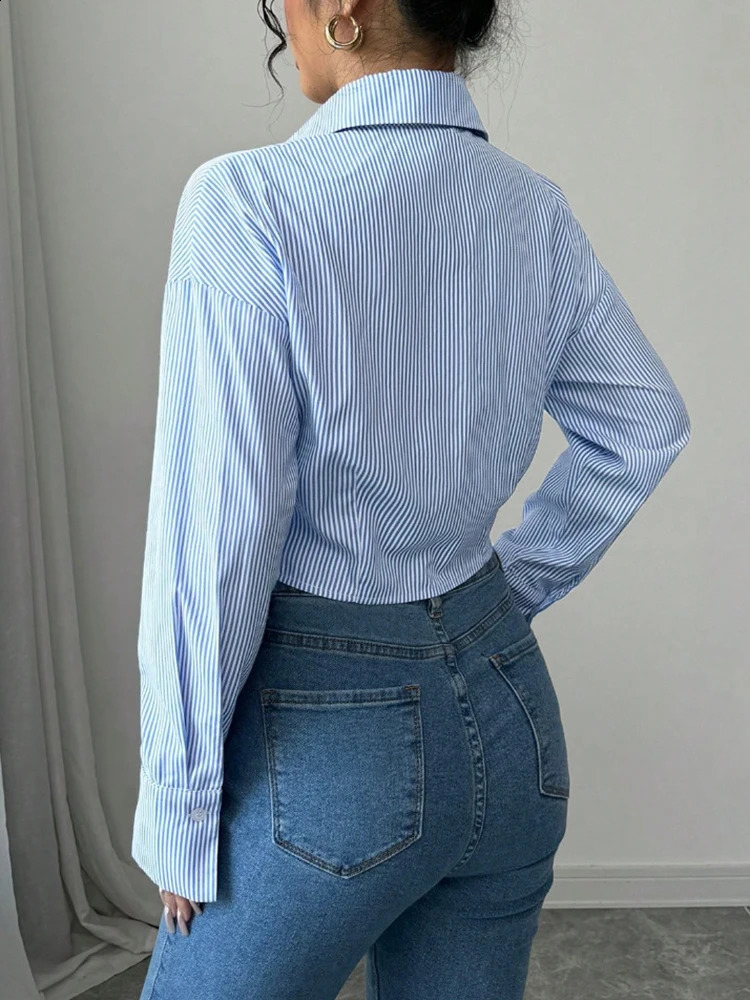 Women Long Sleeve Office Stripe ShirtShirts BlousesWomen ClothingTops For WomenClothesShort ShirtsBlouse 250911