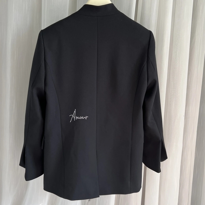 Women Stand Collar Coat Letter Stars HeartShaped Rhinestone Fashion Simple Early Spring Female Blazer 250910