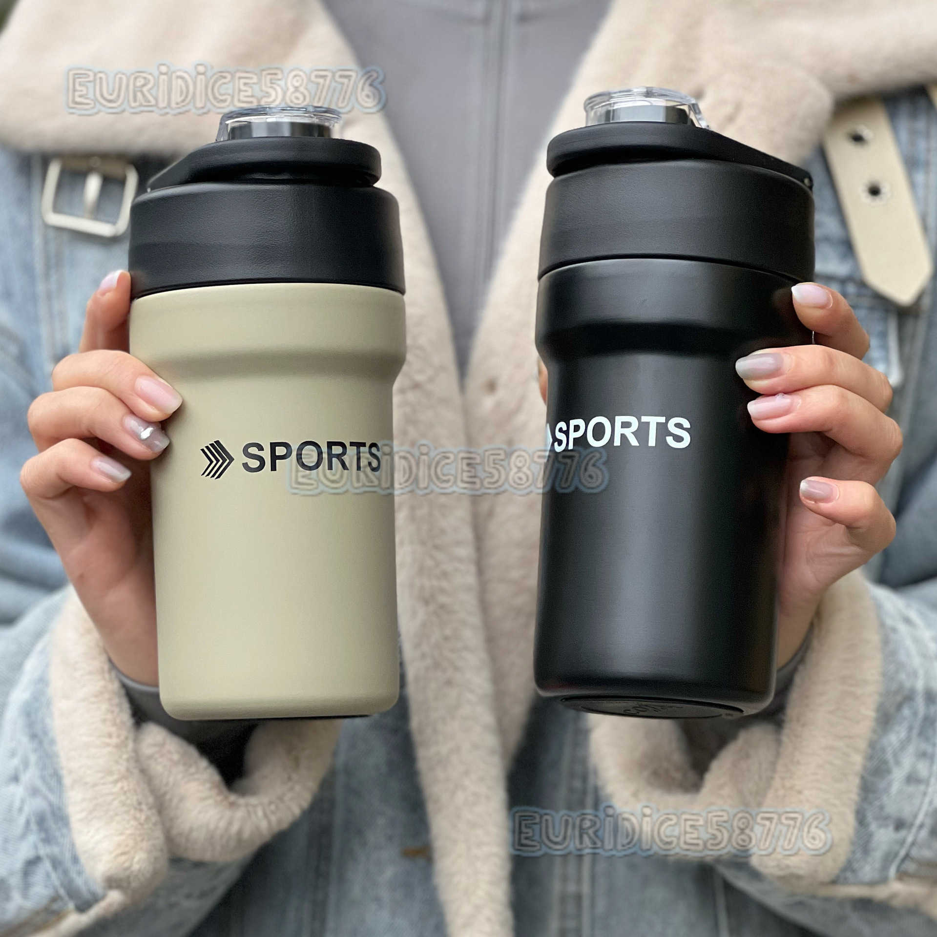 Coffee Thermos Convenient Female High Beauty Water Cup Design Sense Small Boys Double Drink Portable Cup Outdoor with Straw H250911