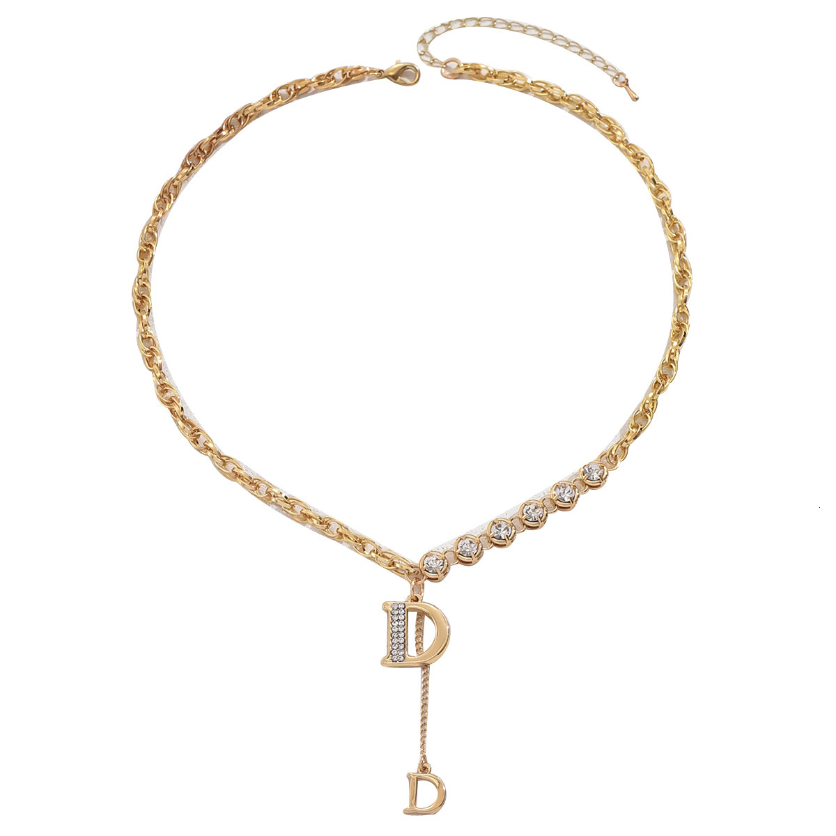 Luxury Brand Designer Jewelry Sweet Korean Style Fresh Women's Necklace Personalized English Letter Niche Design Clavicle Chain Inlaid With Zirco