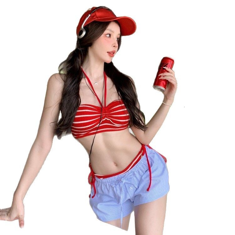 2025 New Two-Piece Swimsuit for Women Bikini Sexy Sweet Halter Neck Strapless Vacation Swimwear