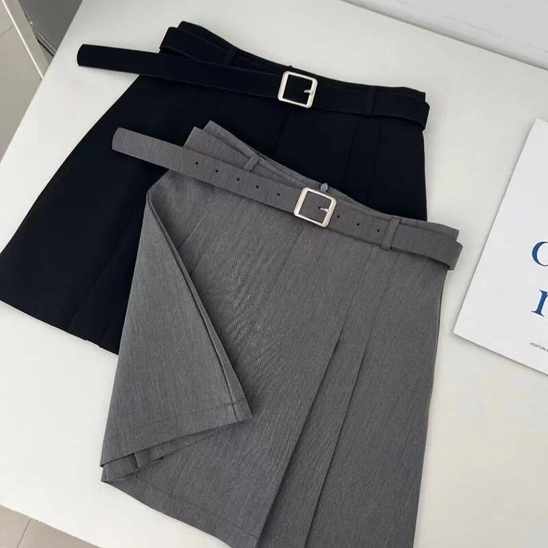 Lucyever Preppy Style A-Line Skirt for Women Summer New High Waist Black Gray Pleated Female Casual Student Mini Skirts dongdumaoyi