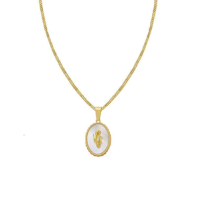 Marka French Style Titanium Steel Gold-Plated Ins Jewelry Flower Tulip White Shell Necklace Collarbone Chain for Women