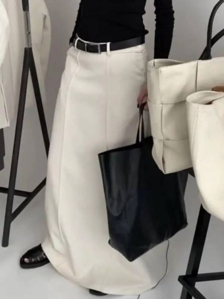 UOOZEE Office Lady Formal Solid Color H-line Skirts 2025 New Spring Summer High Waist Casual Elegant Long Skirt For Women dongdumaoyi